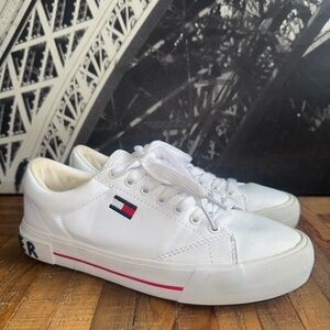 Tommy Hilfiger White Sneakers with Red Stripe